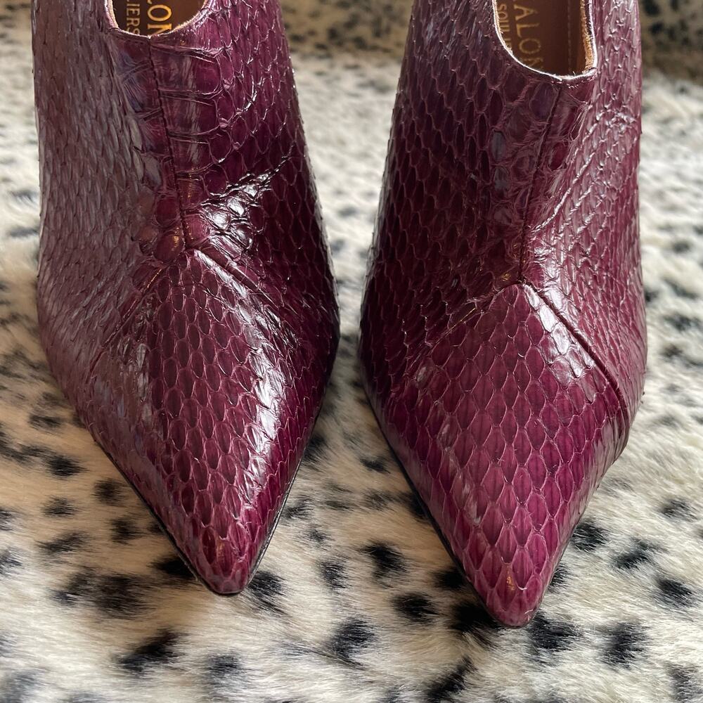 Malone Souliers Gigi Elaphe Ankle Boots Burgundy Leather Snakeskin Print IT 39.5 - Picture 5 of 11